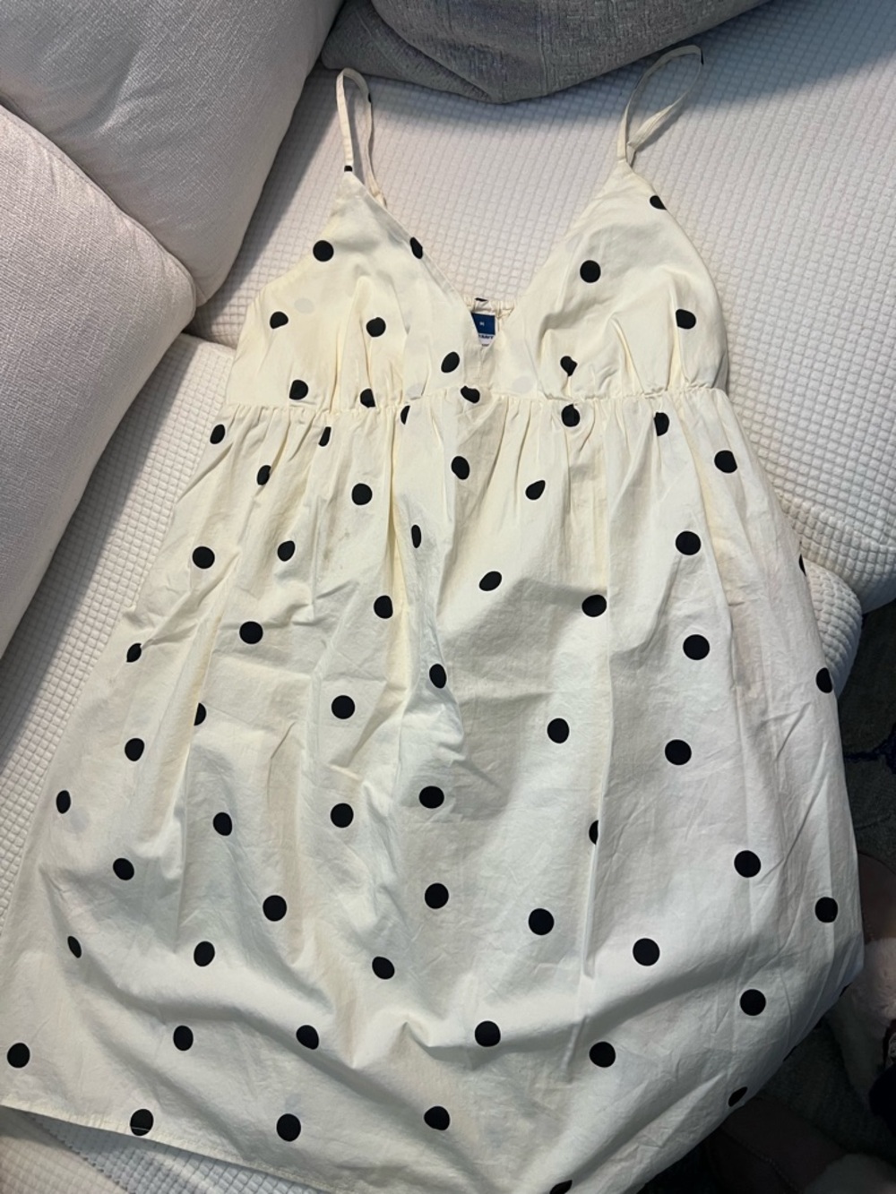 Old Navy White Midi Dress with Black Polka Dots